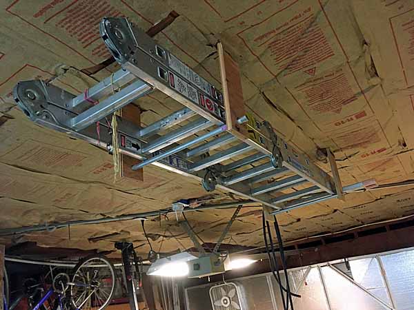 Hanging Extension Ladder From Ceiling, How To Hang A Ladder From The Garage Ceiling
